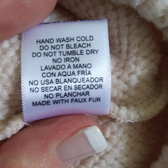 Love Tree teddy fleece nubby quarter zip jacket, off white & black S - Picture 9 of 9